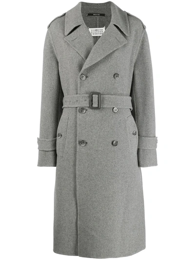 Shop Maison Margiela Belted Coat In Grey