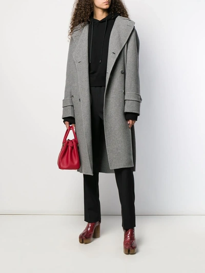 Shop Maison Margiela Belted Coat In Grey