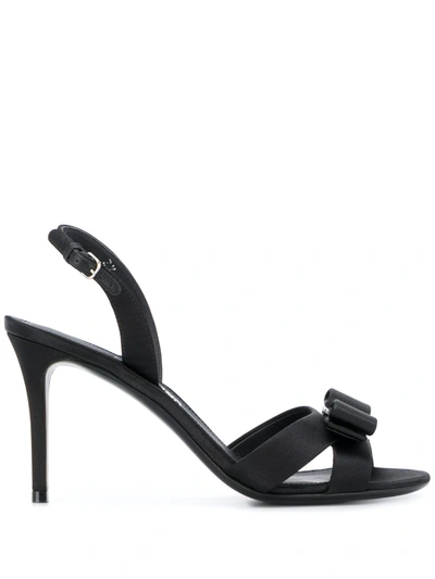 Shop Ferragamo Vara Bow Sandals In Black