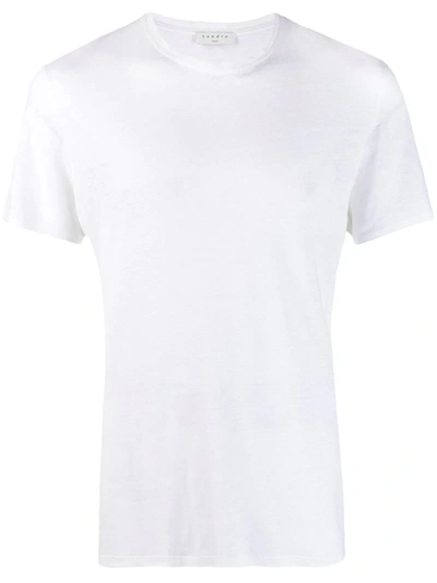 Shop Sandro Round-neck Linen T-shirt In White