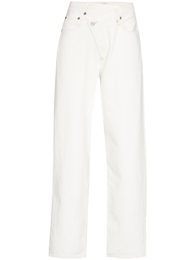 Shop Agolde Balloon Mid-rise Tapered Jeans In White