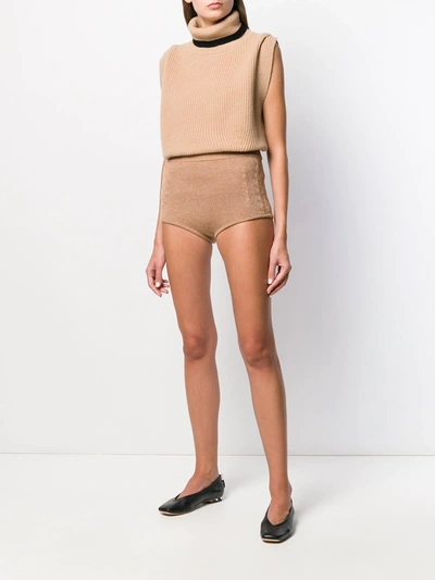 Shop Cashmere In Love Ribbed Mimie Shorts In Neutrals