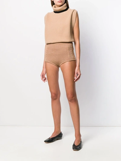 Cashmere In Love Ribbed Mimie Shorts In Neutrals