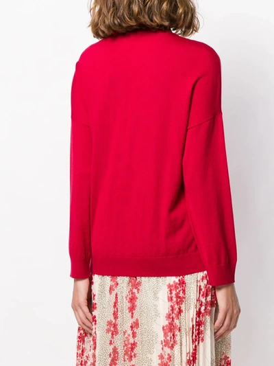 Shop Red Valentino Pussy Bow Knitted Sweater In Red