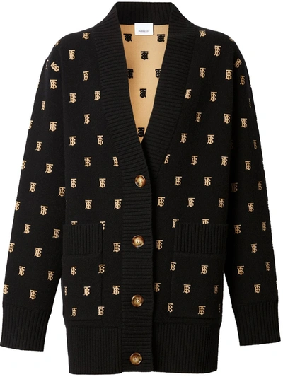 Shop Burberry Intarsia-logo Cardigan In Black