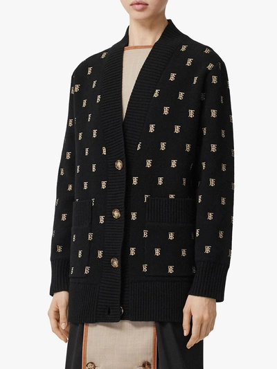 Shop Burberry Intarsia-logo Cardigan In Black