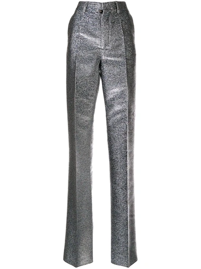 Shop Dsquared2 High Waisted Trousers In Silver