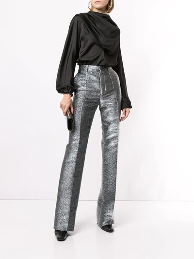 Shop Dsquared2 High Waisted Trousers In Silver