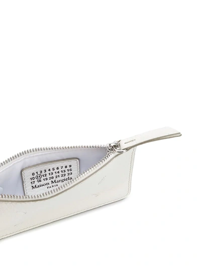 Shop Maison Margiela Four-stitch Zipped Cardholder In White