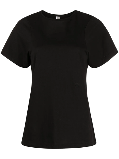 Totême Toteme Women's Black Logo-embroidered Organic Cotton T-shirt In Black