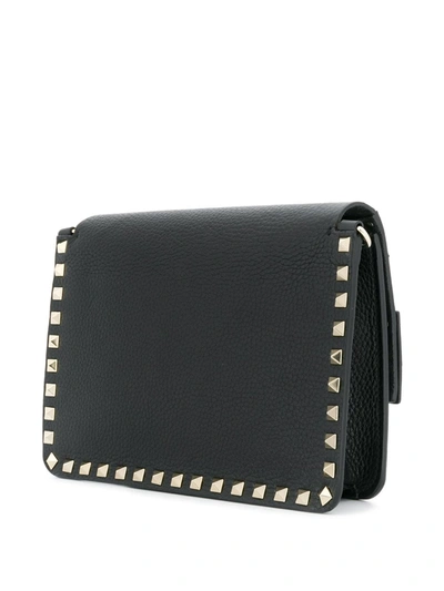 Shop Valentino Rockstud Grain-texture Shoulder Bag In Black
