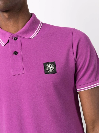 Shop Stone Island Logo-patch Polo Shirt In Purple