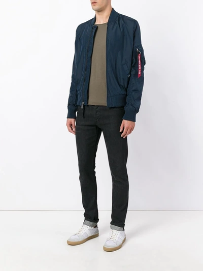 Alpha Industries Ma-1 Reversible Slim Fit Bomber Jacket In Blue