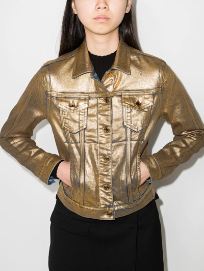 Shop Tom Ford Coated-effect Denim Jacket In Gold
