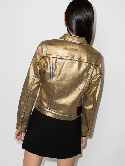 Shop Tom Ford Coated-effect Denim Jacket In Gold