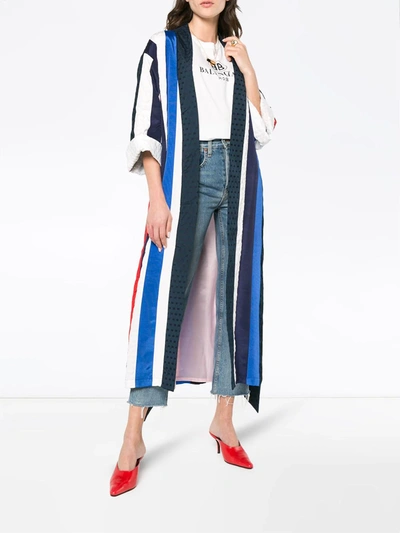 Shop Natasha Zinko Striped Midi Robe In Multicolour
