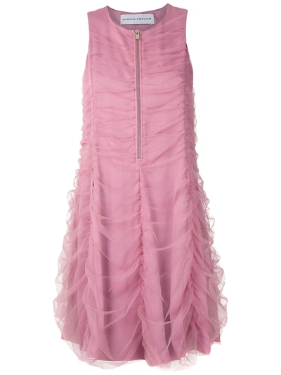Shop Gloria Coelho Draped Tulle Dress In Pink