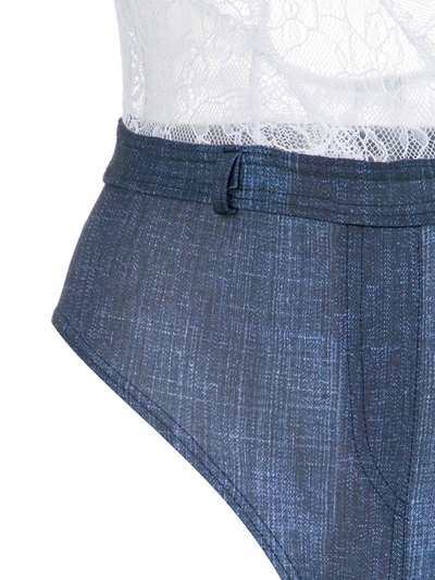 Amir Slama Lace And Denim Swimsuit In White