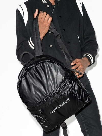 Shop Saint Laurent Nuxx Ripstop Logo-print Backpack In Black