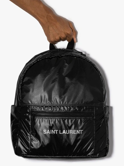Shop Saint Laurent Nuxx Ripstop Logo-print Backpack In Black