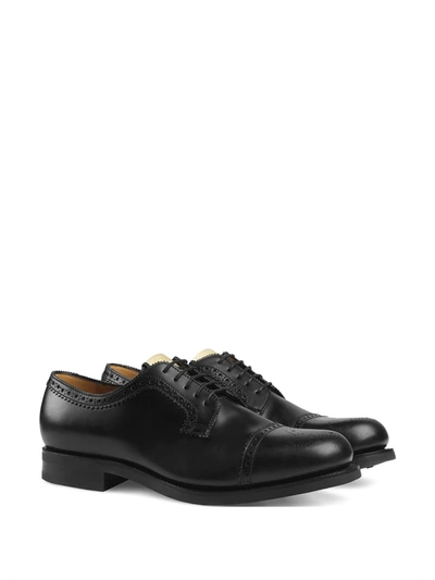 Shop Gucci Perforated Leather Brogues In Black