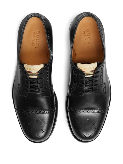 Shop Gucci Perforated Leather Brogues In Black