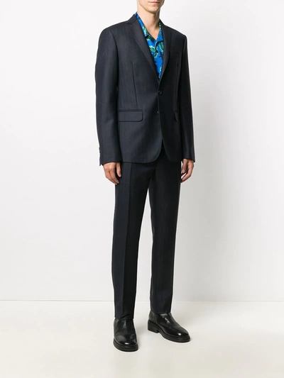 Shop Dsquared2 Two-piece Chevron Wool Twill Suit In Blue
