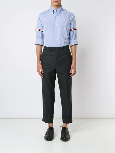 Thom Browne Striped-detail Long-sleeved Shirt In Blue