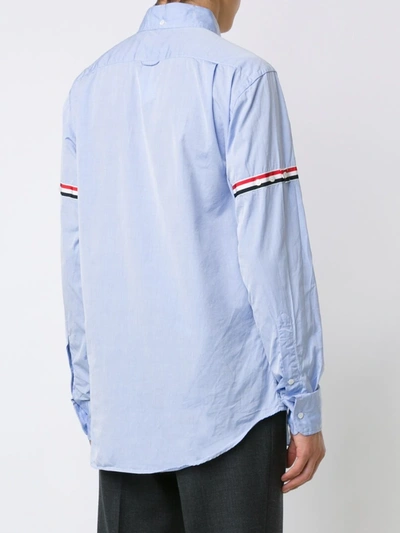 Thom Browne Striped-detail Long-sleeved Shirt In Blue