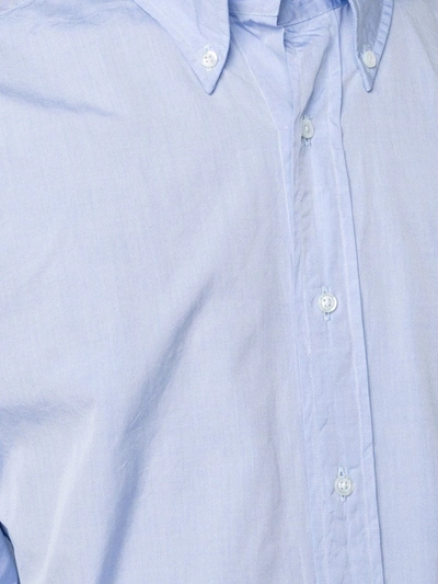 Thom Browne Striped-detail Long-sleeved Shirt In Blue