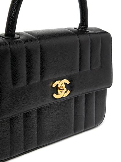 Pre-owned Chanel 1995 Medium Mademoiselle Top-handle Bag In Black