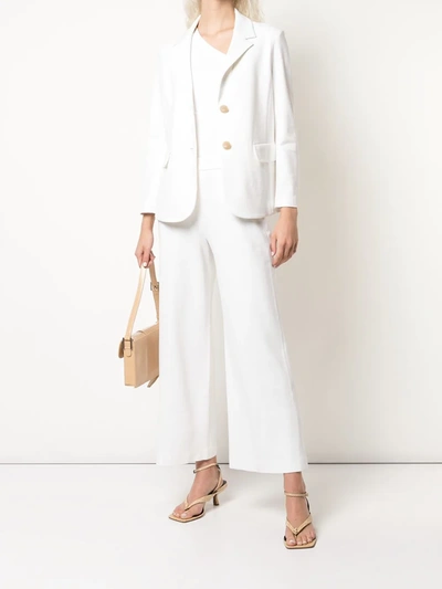 Shop Rosetta Getty Pull On Cropped Straight Trousers In White