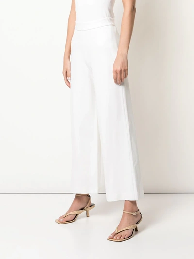 Shop Rosetta Getty Pull On Cropped Straight Trousers In White