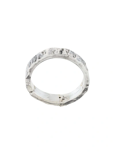 Shop Emanuele Bicocchi Hammered Band Ring In Silver