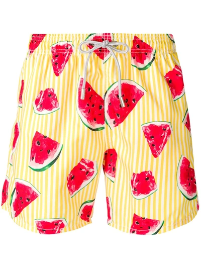 Shop Mc2 Saint Barth Watermelon Print Swimming Shorts In Yellow