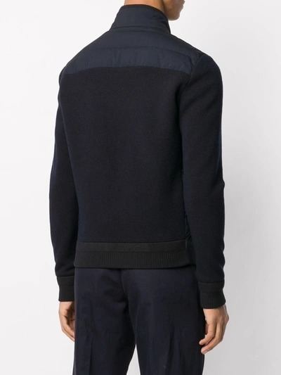 Shop Ermenegildo Zegna Knitted Sleeve Jacket In Blue