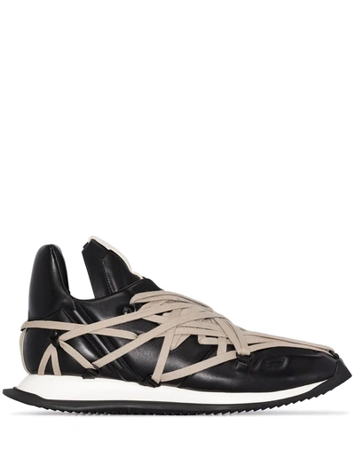 Rick Owens Black & Off-white Megalaced Runner Sneakers In