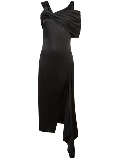 Monse Twist Neck Deconstructed Midi Dress In Black