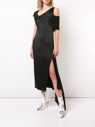 Shop Monse Twisted-neck Gown In Black