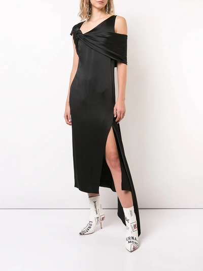 Monse Twist Neck Deconstructed Midi Dress In Black
