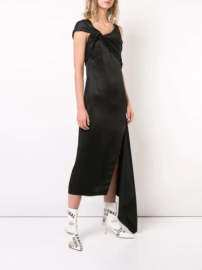 Monse Twist Neck Deconstructed Midi Dress In Black