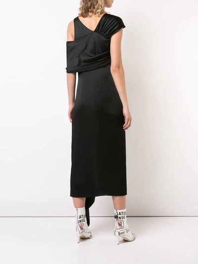 Monse Twist Neck Deconstructed Midi Dress In Black