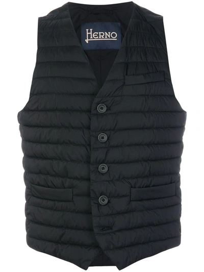 Shop Herno Quilted Waistcoat In Black