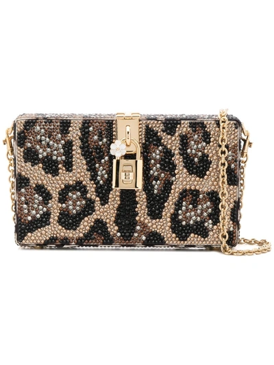 Shop Dolce & Gabbana Embellished Clutch Bag In Brown