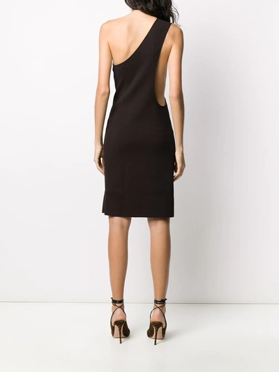 Shop Bottega Veneta One-shoulder Dress In Brown
