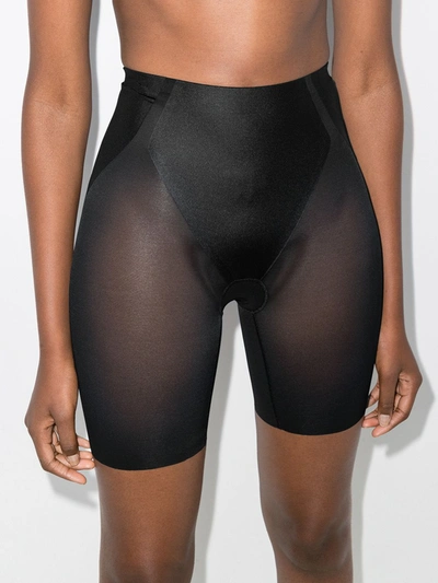Shop Spanx Haute Contour Mid-thigh Shorts In Black