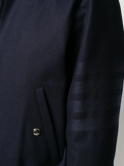 Shop Thom Browne Tonal 4-bar Flannel Blouson Jacket In Blue