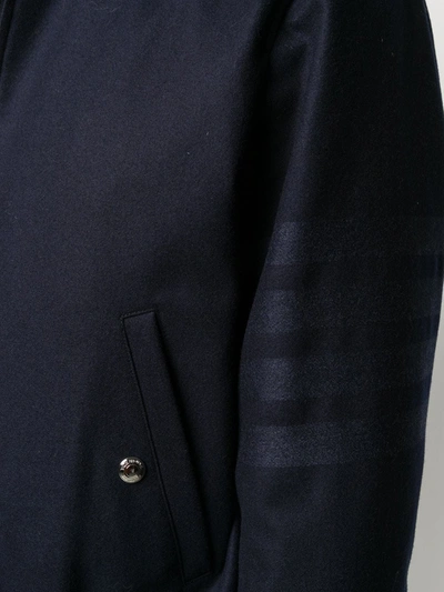 Thom Browne Tonal 4-bar Flannel Blouson Jacket In Blue