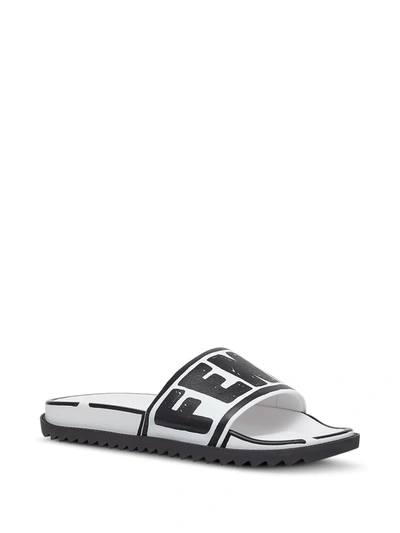 Shop Fendi Logo-print Slides In White