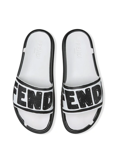 Shop Fendi Logo-print Slides In White